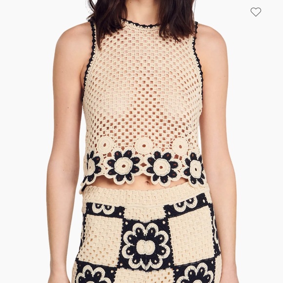 Sandro crochet flower top NWOT - Picture 2 of 8
